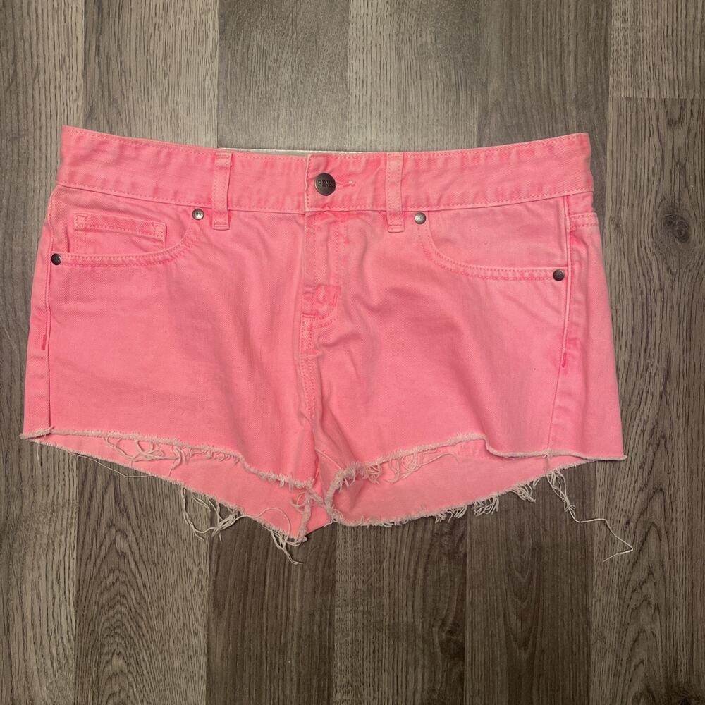 2014 Womens Victoria’s Secret NEON Pink Denim Shorts Size 6. 2” Inseam Cutoff